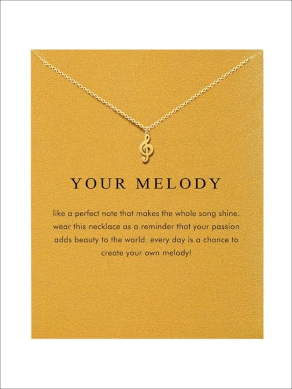 14K Gold Plated Stainless Steel Music Note Pendant Necklace Adjustable 18"